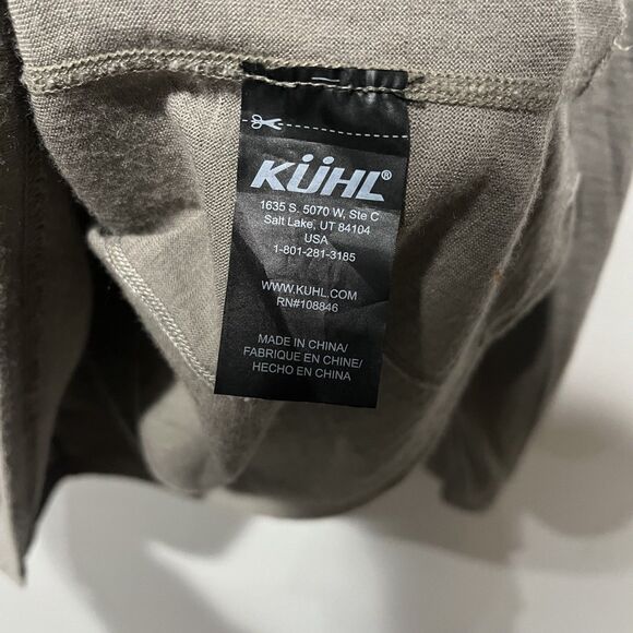 Kuhl Stellr 1/4 Zip Pullover Top Men XL Green Taupe Merino Wool Hunting Stretch - Picture 4 of 9